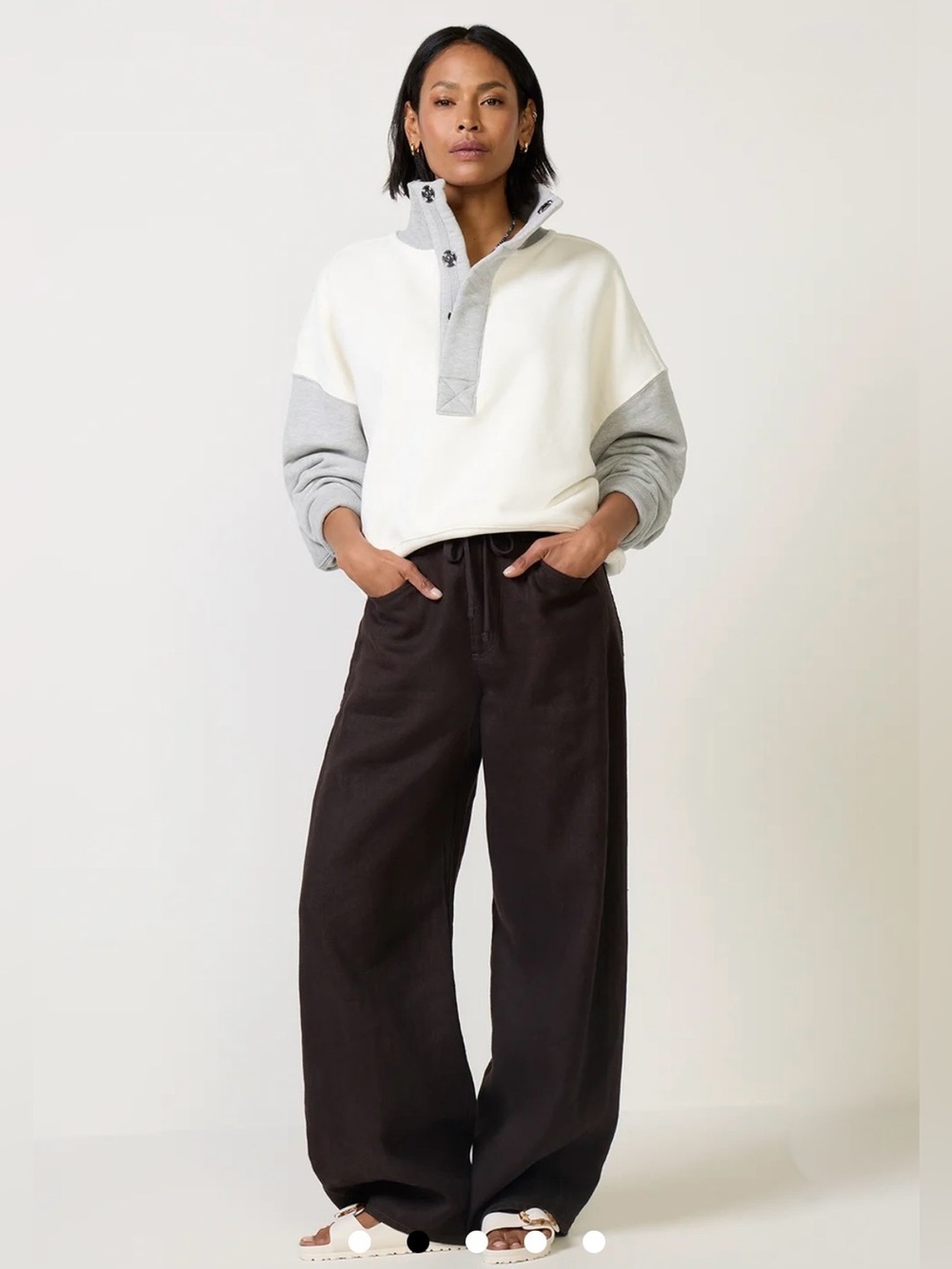 Free People NWT Colorblock Timeless Sweatshirt Size L Heathergreycombo - Picture 3 of 9